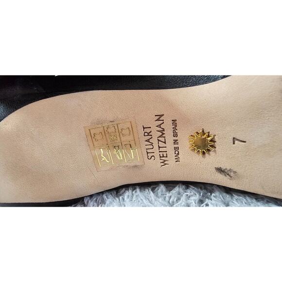 $650 Stuart Weitzman Stuart 100 Ankle Bootie Black Sock Leather Stiletto Boots 7 - Picture 4 of 6